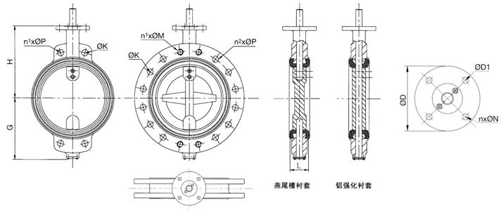 TEClARGE 蝶閥外形尺寸圖 TEClARGE 蝶閥外形尺寸圖