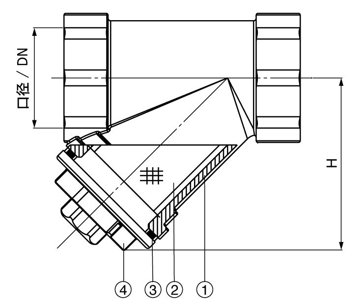 螺紋Y型過濾器尺寸圖 螺紋Y型過濾器尺寸圖